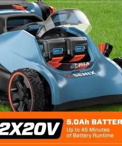 SENIX 40V 17 Electric Lawn Mower, Battery Powered Cordless Lawnmower, 2-in-1 Brushless Walk-Behind Push Mowers, 6 Heights Adjustment, cortadora de pasto, Includes 2x5Ah Batteries & Charger - 7