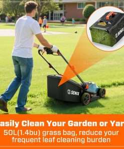 SENIX 40V 17 Electric Lawn Mower, Battery Powered Cordless Lawnmower, 2-in-1 Brushless Walk-Behind Push Mowers, 6 Heights Adjustment, cortadora de pasto, Includes 2x5Ah Batteries & Charger - 8