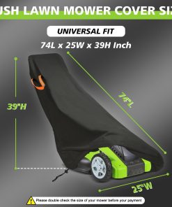 ClawsCover Push Lawn Mower Cover Waterproof Outdoor,Durable 210D Polyester Oxford,Anti-UV Weatherproof Walk Behind Lawnmower Storage Covers Shed, with Reflective Handles,Drawstring-74x25x39 Inch - 2