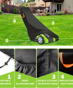ClawsCover Push Lawn Mower Cover Waterproof Outdoor,Durable 210D Polyester Oxford,Anti-UV Weatherproof Walk Behind Lawnmower Storage Covers Shed, with Reflective Handles,Drawstring-74x25x39 Inch - 3