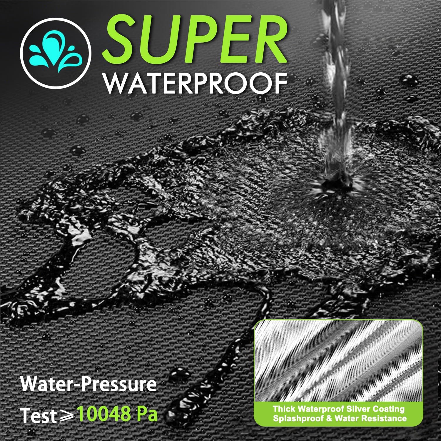 ClawsCover Push Lawn Mower Cover Waterproof Outdoor,Durable 210D Polyester Oxford,Anti-UV Weatherproof Walk Behind Lawnmower Storage Covers Shed, with Reflective Handles,Drawstring-74x25x39 Inch - 5