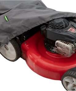 Heavy Duty Lawn Mower Cover - Outdoor All Weather Waterproof-UV Protected Tear Resistant Fabric - Secure Closure with Drawcord Locking System - Universal Fit for Push-Gas & Electric Mower - Size Large - 8