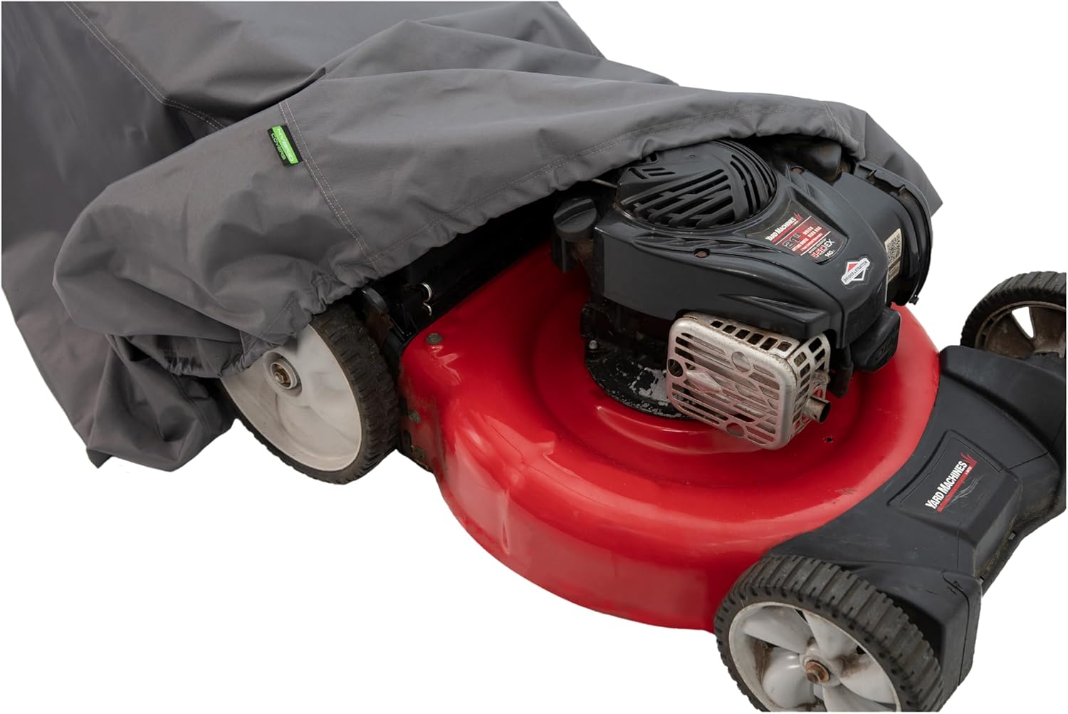Heavy Duty Lawn Mower Cover - Outdoor All Weather Waterproof-UV Protected Tear Resistant Fabric - Secure Closure with Drawcord Locking System - Universal Fit for Push-Gas & Electric Mower - Size Large - 8