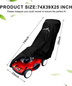 Himal Outdoors Lawn Mower Cover - Heavy Duty 600D Polyester Oxford Waterproof, UV Protection Universal Fit with Drawstring & Cover Storage Bag，Black - 2