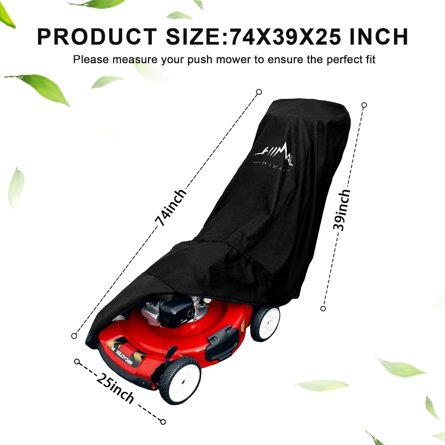 Himal Outdoors Lawn Mower Cover - Heavy Duty 600D Polyester Oxford Waterproof, UV Protection Universal Fit with Drawstring & Cover Storage Bag，Black - 2