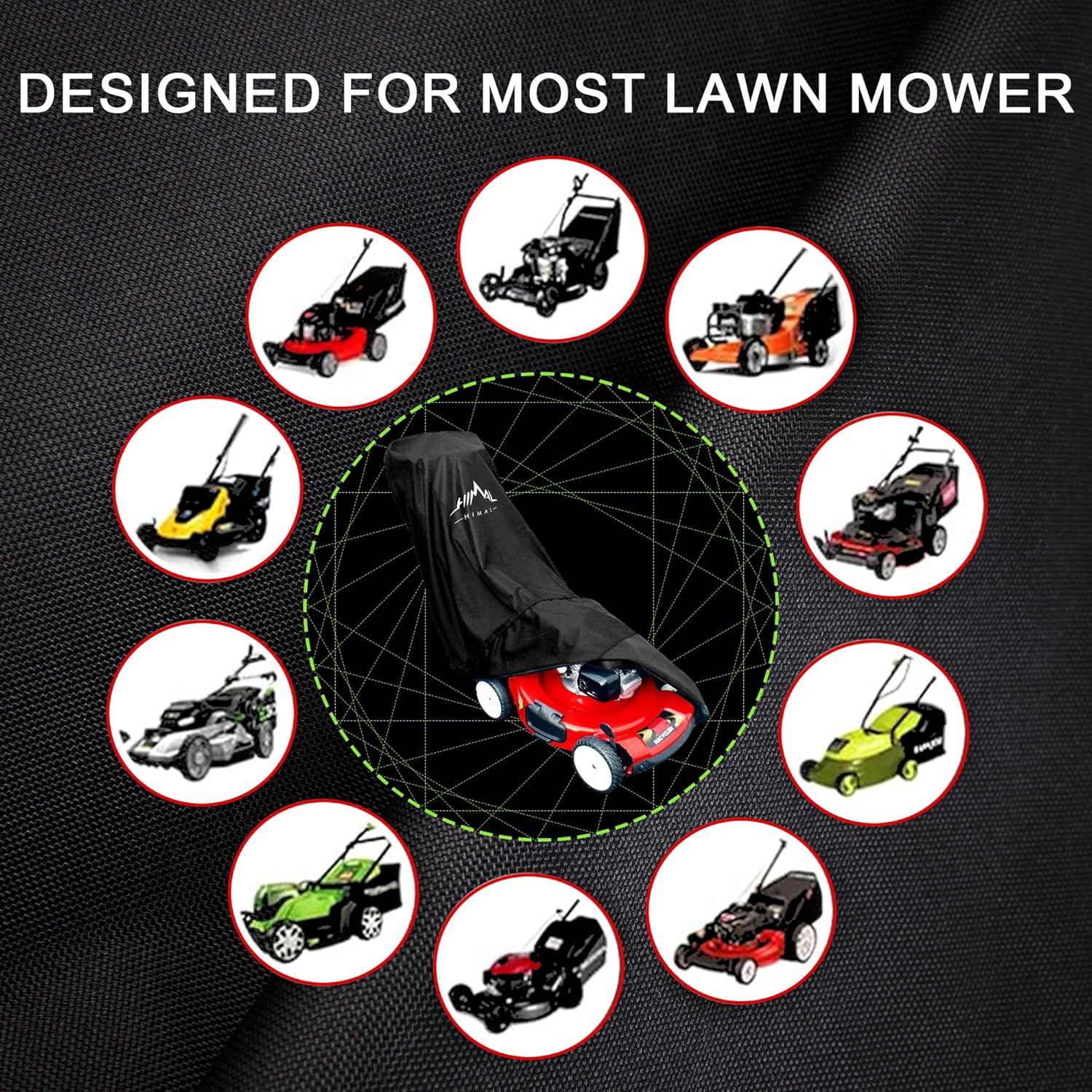 Himal Outdoors Lawn Mower Cover - Heavy Duty 600D Polyester Oxford Waterproof, UV Protection Universal Fit with Drawstring & Cover Storage Bag，Black - 6