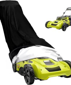 Lawn Mower Cover Compatible with Ryobi, Heavy Duty Lawnmower Covers, Polyester Oxford Push Mower Cover, with Drawstring and Storage Bag, for Dust and Outdoor Protection, Black - 1