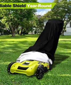 Lawn Mower Cover Compatible with Ryobi, Heavy Duty Lawnmower Covers, Polyester Oxford Push Mower Cover, with Drawstring and Storage Bag, for Dust and Outdoor Protection, Black - 6