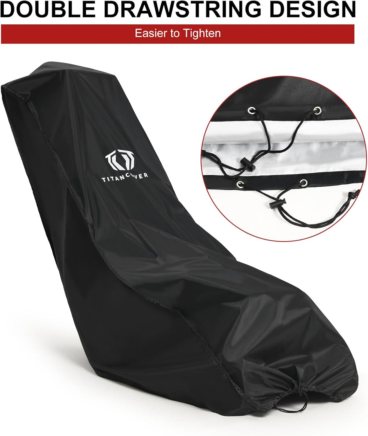 Lawn Mower Cover with PA Coating & Double Drawstring & Storage Bag, Heavy Duty 600D Polyester Oxford Push Mower Cover, Waterproof Lawnmower Covers for Outdoor - 3