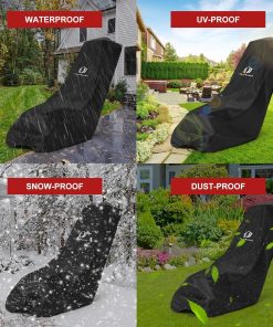Lawn Mower Cover with PA Coating & Double Drawstring & Storage Bag, Heavy Duty 600D Polyester Oxford Push Mower Cover, Waterproof Lawnmower Covers for Outdoor - 5