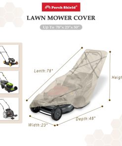 Porch Shield Lawn Mower Cover, Lawnmower Storage, Water Resistant, Universal Fitting, Full Protection Up to 22 Inches Wide (Light Tan) - 2