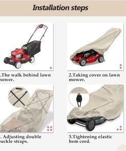 Porch Shield Lawn Mower Cover, Lawnmower Storage, Water Resistant, Universal Fitting, Full Protection Up to 22 Inches Wide (Light Tan) - 6