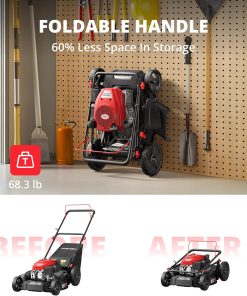 21-Inch 3-in-1 Gas Push Lawn Mower with 144cc 4-Stroke OHV Engine, 6-Position Adjustable Cutting Height, Large 1.4 Bushel Grass Catcher, Side Discharge & Mulching, Lightweight Easy Storage - 6
