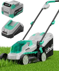 Litheli 13.1inch Electric Lawn Mower Cordless,Grass Cutter Machine for 1600 Sq.Ft.Lawnmower with Brushless Motor, 8 Gallon Capacity, Cutting Height from 1 to 2.5 in, Includes 1X4.0 Ah Battery - 1