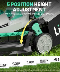 Litheli 13.1inch Electric Lawn Mower Cordless,Grass Cutter Machine for 1600 Sq.Ft.Lawnmower with Brushless Motor, 8 Gallon Capacity, Cutting Height from 1 to 2.5 in, Includes 1X4.0 Ah Battery - 3