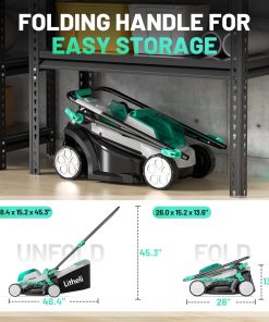 Litheli 13.1inch Electric Lawn Mower Cordless,Grass Cutter Machine for 1600 Sq.Ft.Lawnmower with Brushless Motor, 8 Gallon Capacity, Cutting Height from 1 to 2.5 in, Includes 1X4.0 Ah Battery - 4
