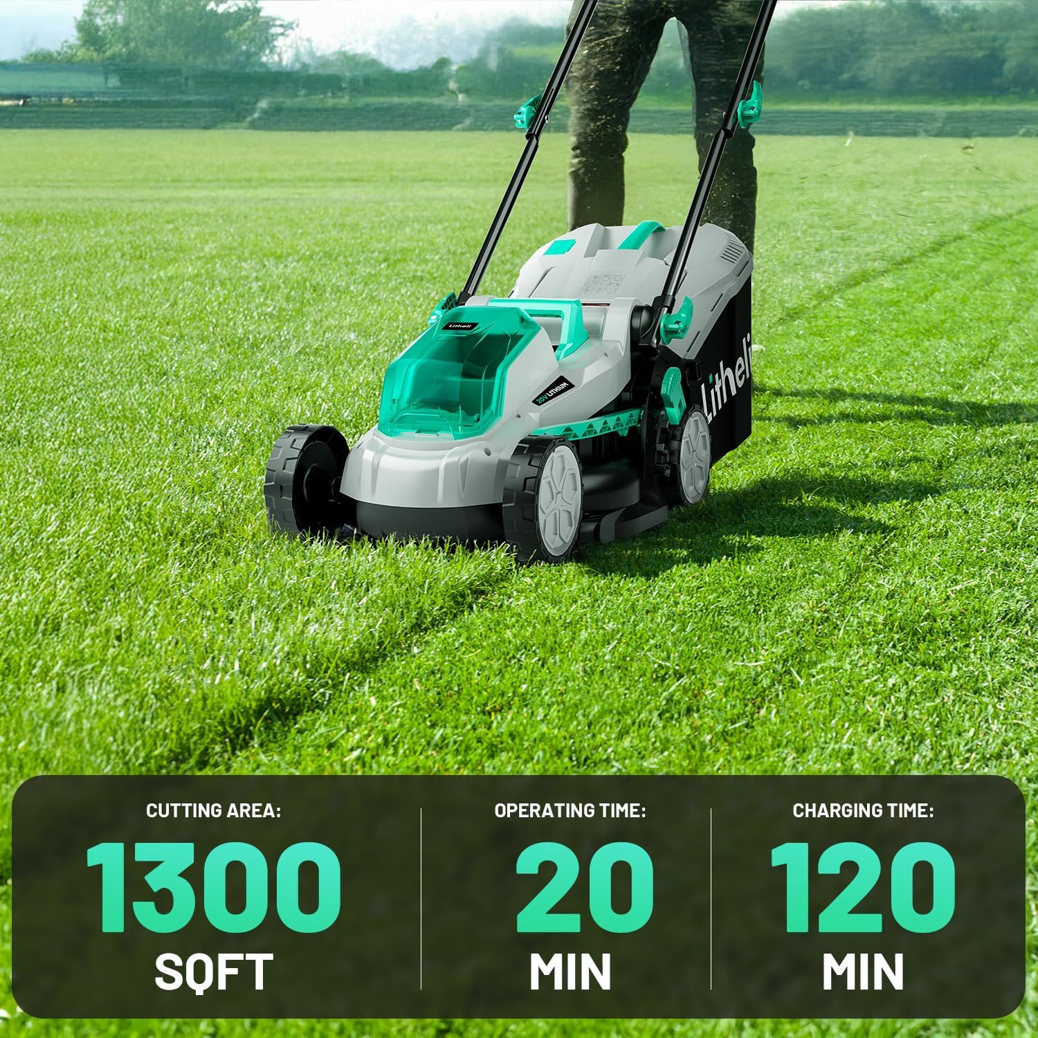 Litheli 13.1inch Electric Lawn Mower Cordless,Grass Cutter Machine for 1600 Sq.Ft.Lawnmower with Brushless Motor, 8 Gallon Capacity, Cutting Height from 1 to 2.5 in, Includes 1X4.0 Ah Battery - 7