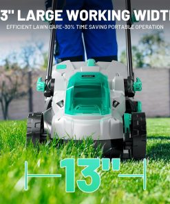 Litheli 13.1inch Electric Lawn Mower Cordless,Grass Cutter Machine for 1600 Sq.Ft.Lawnmower with Brushless Motor, 8 Gallon Capacity, Cutting Height from 1 to 2.5 in, Includes 1X4.0 Ah Battery - 8
