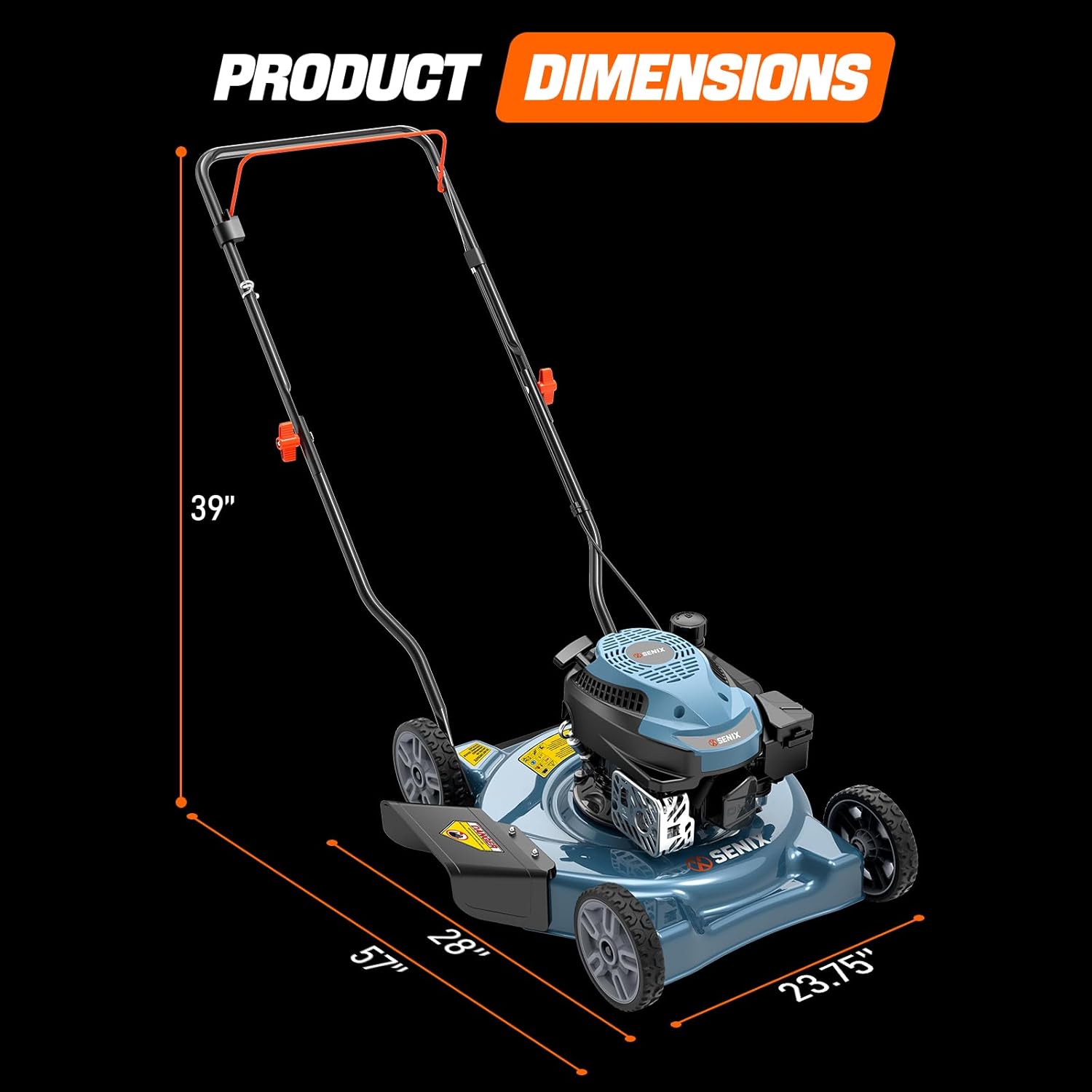 SENIX 20 Gas Lawn Mower, 144 cc Gas Powered Lawnmower, 4-Cycle Engine Walk-Behind Push Lawn Mowers, 3 Position Height Adjustment for Yard and Garden, cortadora de pasto - 2