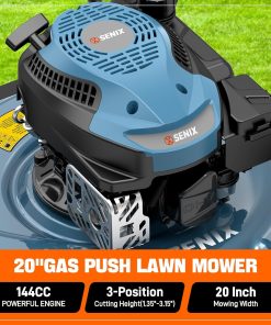 SENIX 20 Gas Lawn Mower, 144 cc Gas Powered Lawnmower, 4-Cycle Engine Walk-Behind Push Lawn Mowers, 3 Position Height Adjustment for Yard and Garden, cortadora de pasto - 3