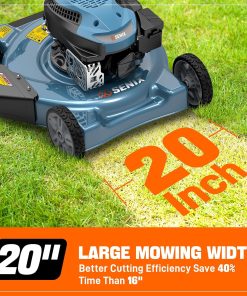 SENIX 20 Gas Lawn Mower, 144 cc Gas Powered Lawnmower, 4-Cycle Engine Walk-Behind Push Lawn Mowers, 3 Position Height Adjustment for Yard and Garden, cortadora de pasto - 4