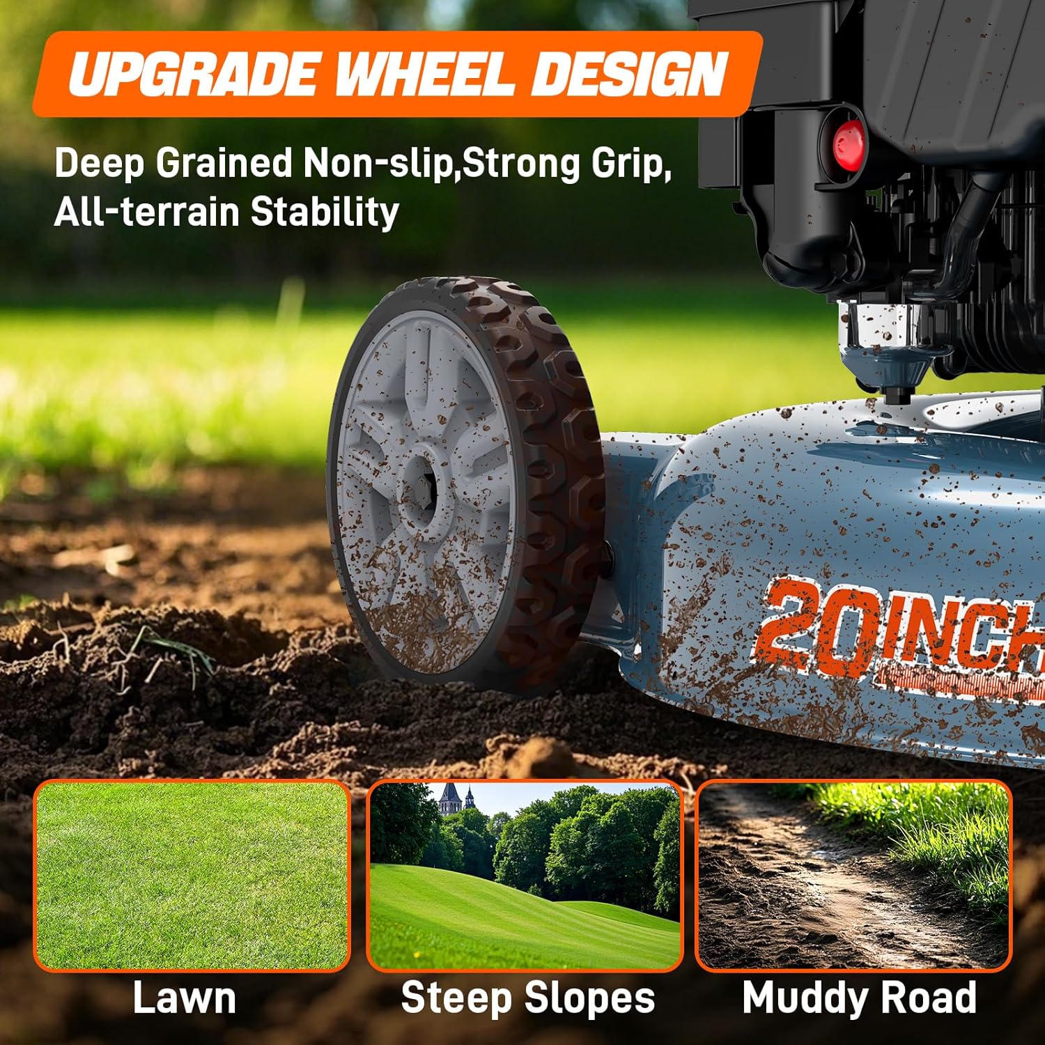 SENIX 20 Gas Lawn Mower, 144 cc Gas Powered Lawnmower, 4-Cycle Engine Walk-Behind Push Lawn Mowers, 3 Position Height Adjustment for Yard and Garden, cortadora de pasto - 6