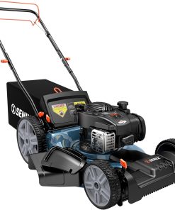 SENIX LSSG-M9 21-inch Gas Self-Propelled Lawn Mower - 140 cc 4-Cycle Briggs & Stratton Engine, Bagging, Mulching, and Side Discharge, 6-Position Lever Height Adjustment - 1