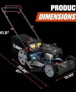 SENIX LSSG-M9 21-inch Gas Self-Propelled Lawn Mower - 140 cc 4-Cycle Briggs & Stratton Engine, Bagging, Mulching, and Side Discharge, 6-Position Lever Height Adjustment - 5