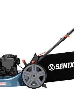 SENIX LSSG-M9 21-inch Gas Self-Propelled Lawn Mower - 140 cc 4-Cycle Briggs & Stratton Engine, Bagging, Mulching, and Side Discharge, 6-Position Lever Height Adjustment - 9