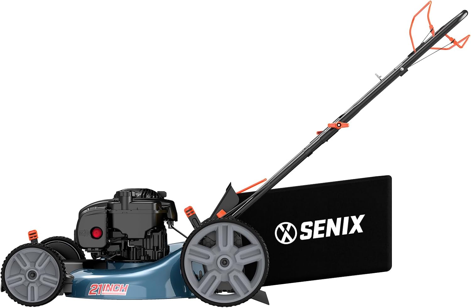 SENIX LSSG-M9 21-inch Gas Self-Propelled Lawn Mower - 140 cc 4-Cycle Briggs & Stratton Engine, Bagging, Mulching, and Side Discharge, 6-Position Lever Height Adjustment - 9