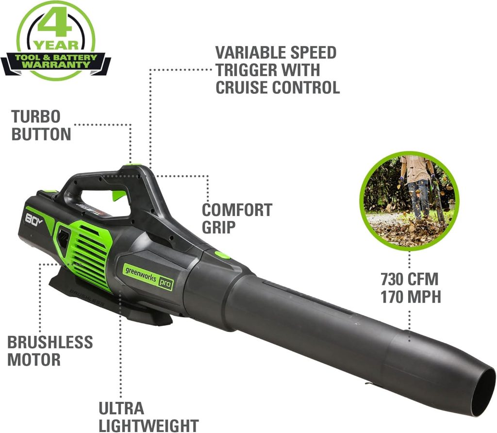 Greenworks 80V 21 Cordless Battery Push Lawn Mower,16 Cordless Battery String Trimmer & 730 CFM Leaf Blower,Combo Kit w- (1) 4.0Ah Battery (1)2.5 Ah Battery and (2)Charger - 4