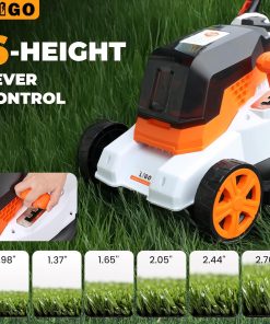 LIGO 40V Cordless Lawn Mower w-11Gal Bag & 2X4.0Ah Battery - 15 Brushless Motor, 6-Position Height - Walk-Behind Grass Catcher w-Patented Comb - 2
