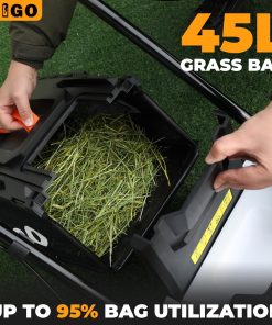LIGO 40V Cordless Lawn Mower w-11Gal Bag & 2X4.0Ah Battery - 15 Brushless Motor, 6-Position Height - Walk-Behind Grass Catcher w-Patented Comb - 6