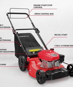 PowerSmart Self Propelled Gas Lawn Mower, 21-Inch with 170cc 4-Cycle OHV Engine 2-in-1 Rear-Wheel Drive Lawnmower with Bagging - 8