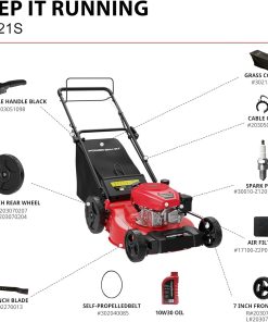 PowerSmart Self Propelled Gas Lawn Mower, 21-Inch with 170cc 4-Cycle OHV Engine 2-in-1 Rear-Wheel Drive Lawnmower with Bagging - 9