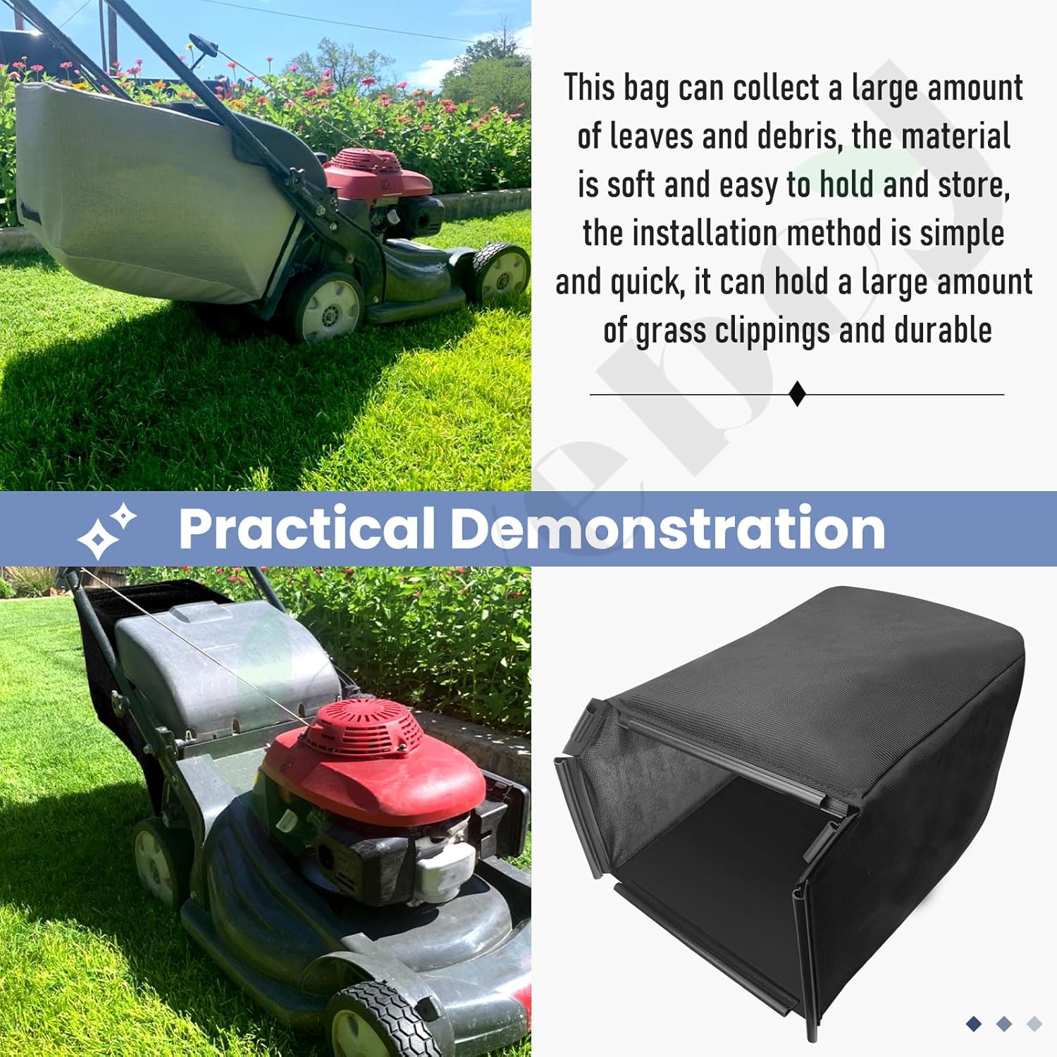 Braveboy Lawn Mower Bag 81320-VH7-D00 Fabric Grass Bag Compatible with HD HRX217 K1-K6 HMAA HXAA HYAA HZAA VKAA【No Framework Included】 Replaces 81320-VH7-000 - 2