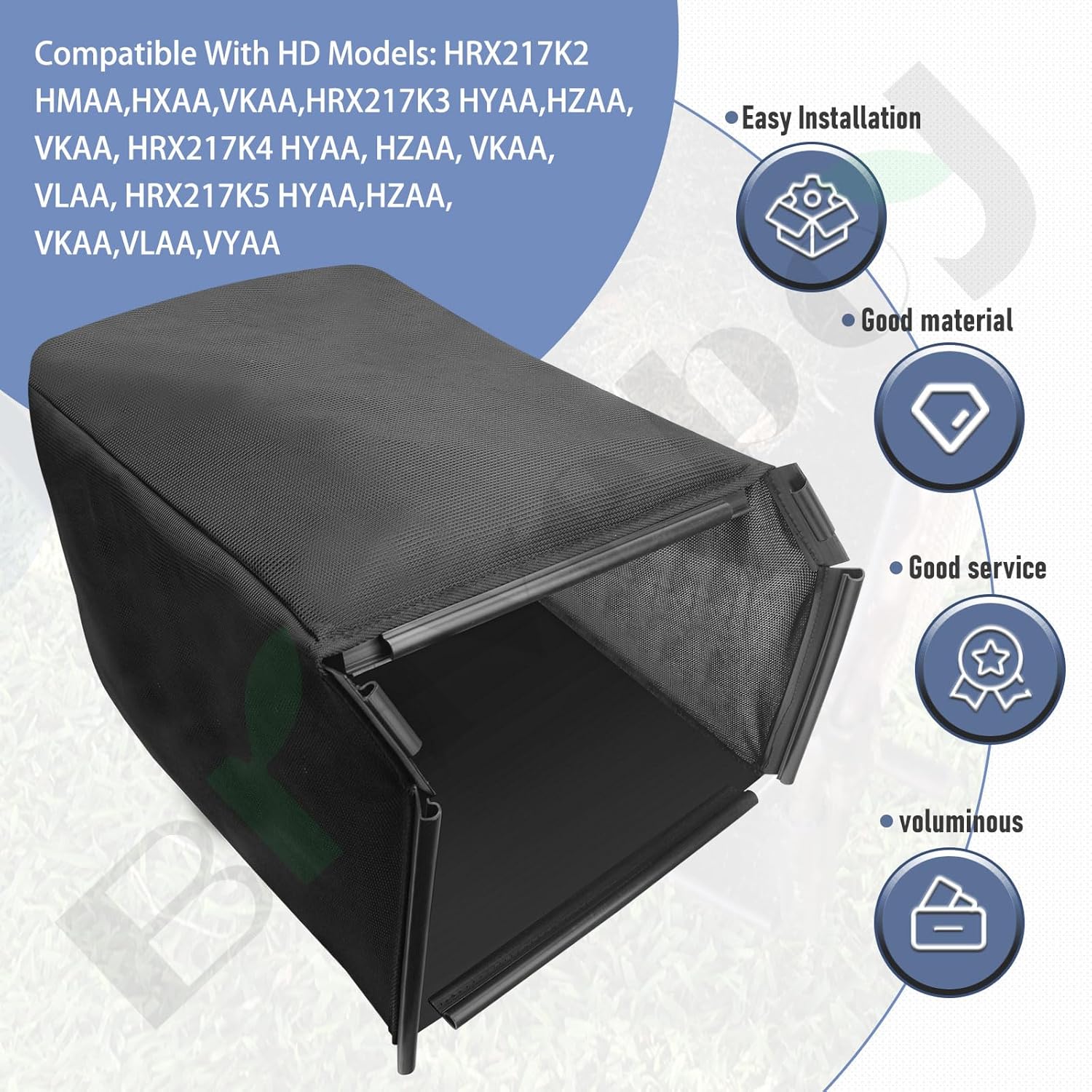Braveboy Lawn Mower Bag 81320-VH7-D00 Fabric Grass Bag Compatible with HD HRX217 K1-K6 HMAA HXAA HYAA HZAA VKAA【No Framework Included】 Replaces 81320-VH7-000 - 4