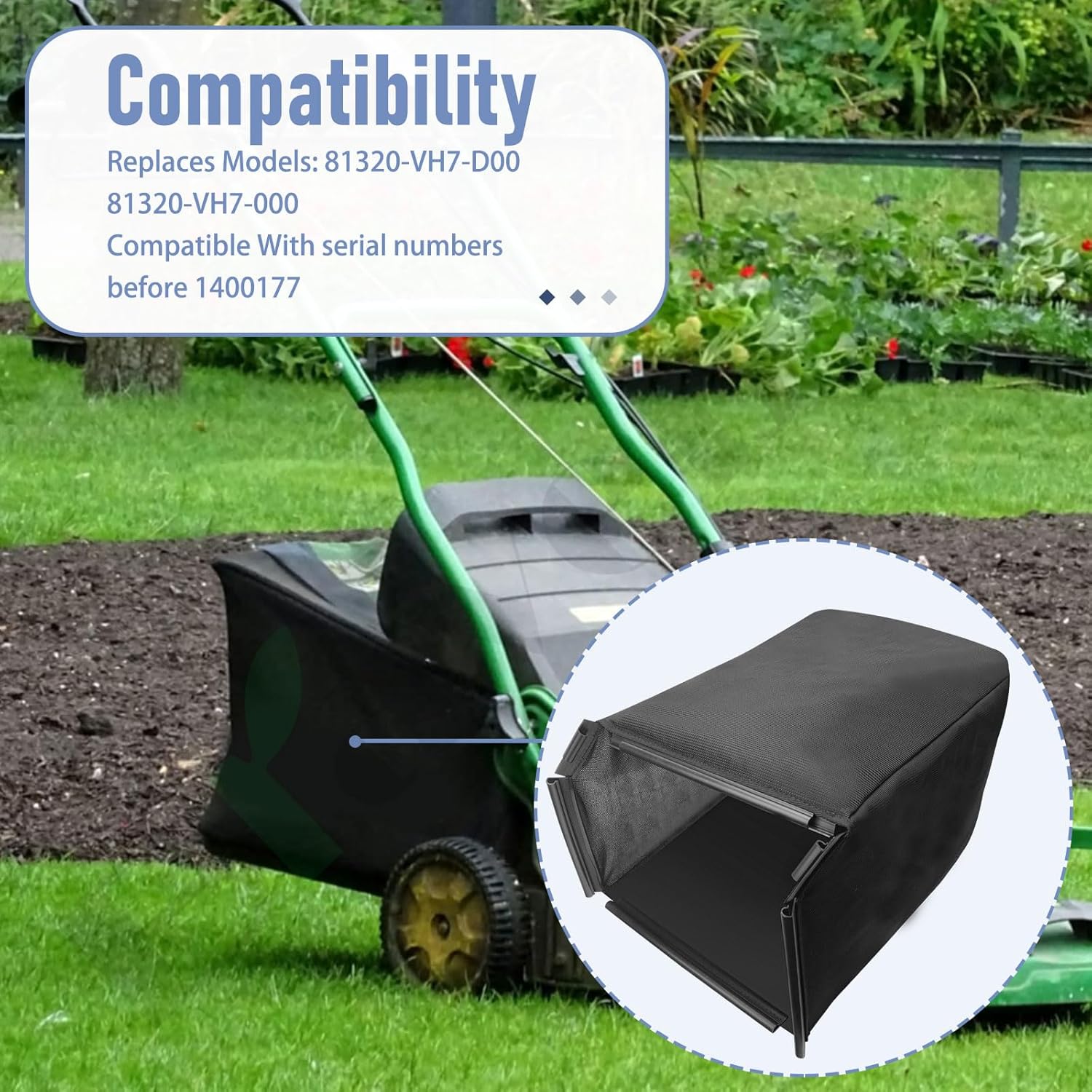 Braveboy Lawn Mower Bag 81320-VH7-D00 Fabric Grass Bag Compatible with HD HRX217 K1-K6 HMAA HXAA HYAA HZAA VKAA【No Framework Included】 Replaces 81320-VH7-000 - 7