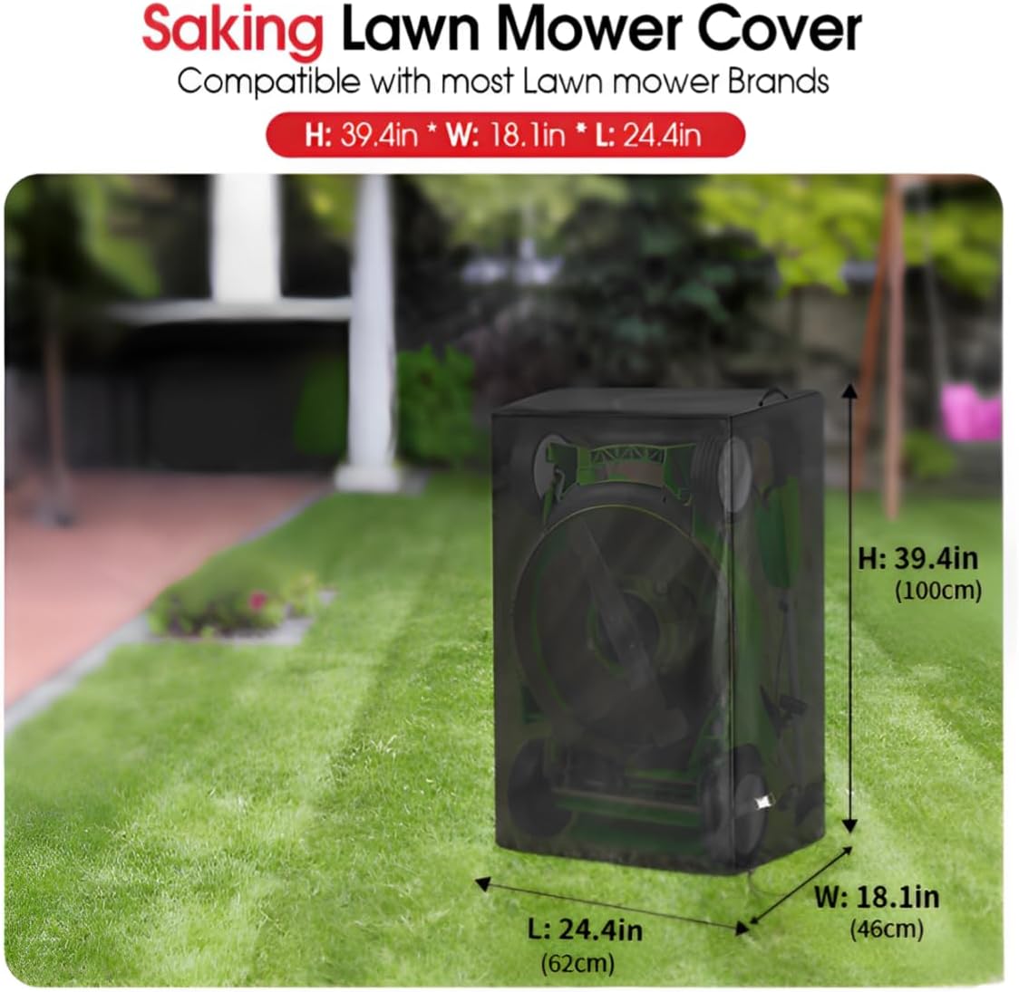 Lawn Mower Cover, Waterproof Cordless Lawn Mower Cover, Riding Lawn Tractor Cover Fits 18-24-Inch Foldable Electric Lawn Mowers, Lawn Mower Storage Cover with UV, Dust, and Dirt Protection - 2