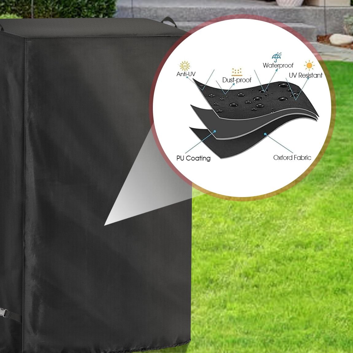 Lawn Mower Cover, Waterproof Cordless Lawn Mower Cover, Riding Lawn Tractor Cover Fits 18-24-Inch Foldable Electric Lawn Mowers, Lawn Mower Storage Cover with UV, Dust, and Dirt Protection - 4