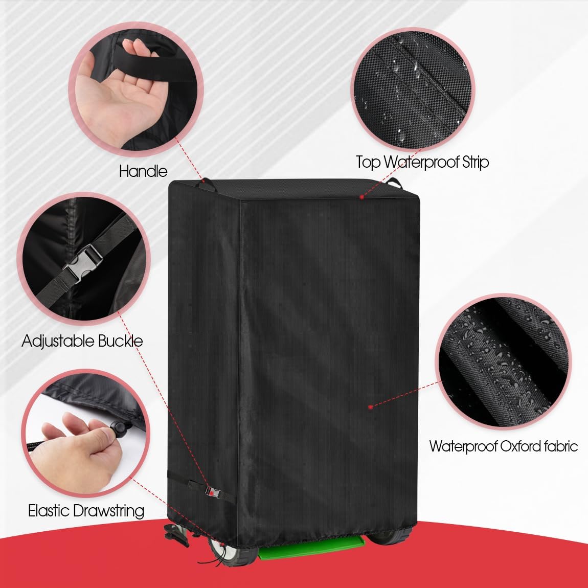 Lawn Mower Cover, Waterproof Cordless Lawn Mower Cover, Riding Lawn Tractor Cover Fits 18-24-Inch Foldable Electric Lawn Mowers, Lawn Mower Storage Cover with UV, Dust, and Dirt Protection - 5