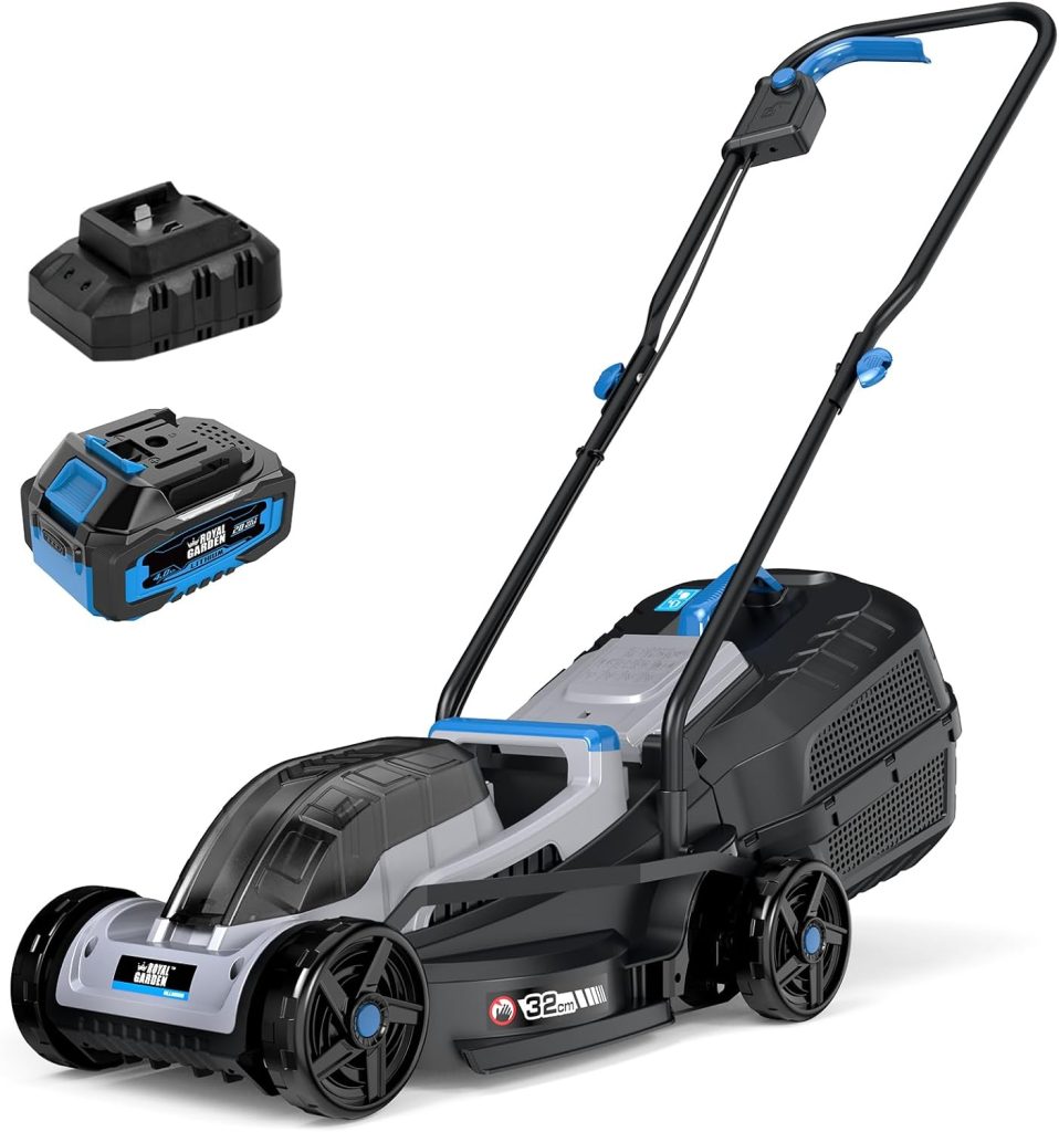 ROYAL GARDEN 13 Inch Lawn Mower Cordless Electric Walk Behind Push Mower with 5-Height Adjust Portable & Lightweight Push Battery Powered Lawn Mower - 1