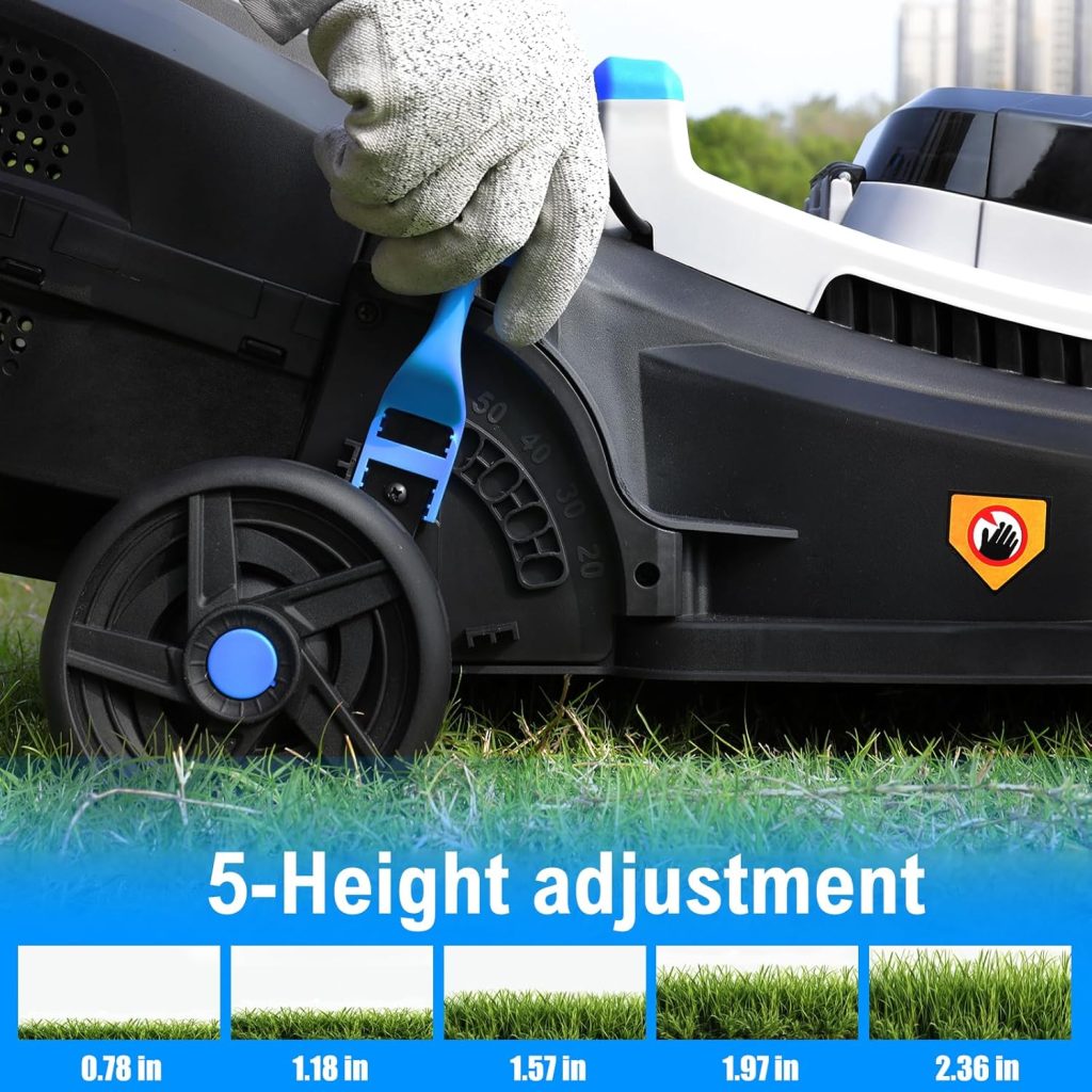 ROYAL GARDEN 13 Inch Lawn Mower Cordless Electric Walk Behind Push Mower with 5-Height Adjust Portable & Lightweight Push Battery Powered Lawn Mower - 3