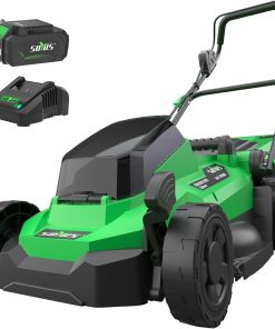 SOYUS Lawn Mower Cordless, 13 Inch 20V Electric Lawn Mowers with Brushless Motor, 5-Position Height Adjustment, 4.0Ah Battery & Charger Included - 1