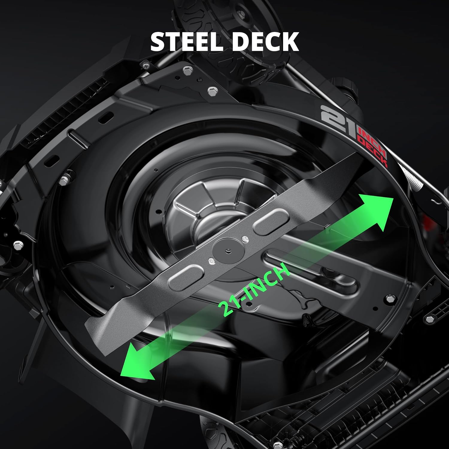 21-Inch Gas Lawn Mower Self Propelled with 170cc OHV Engine, 3-in-1 Cutting System, 6-Level Height Adjustment, 1.4-Bushel Grass Catcher, Foldable Handle for Easy Storage - 3