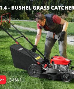 21-Inch Gas Lawn Mower Self Propelled with 170cc OHV Engine, 3-in-1 Cutting System, 6-Level Height Adjustment, 1.4-Bushel Grass Catcher, Foldable Handle for Easy Storage - 4