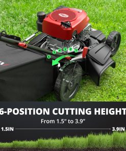 21-Inch Gas Lawn Mower Self Propelled with 170cc OHV Engine, 3-in-1 Cutting System, 6-Level Height Adjustment, 1.4-Bushel Grass Catcher, Foldable Handle for Easy Storage - 5