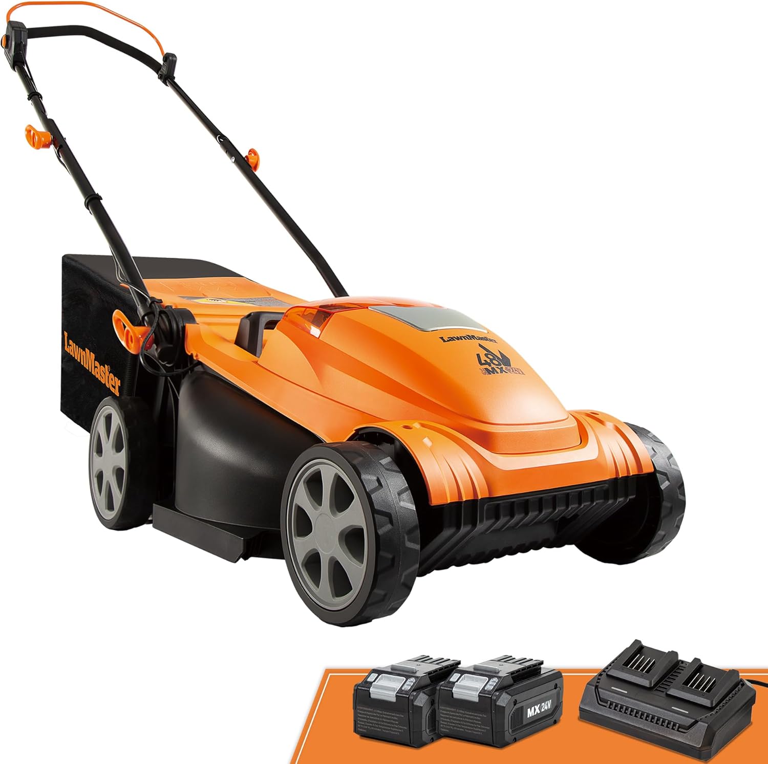 LawnMaster Lawn Mower, Brushless Cordless Lawn Mower 48V MAX 15-inch with 2X24V MAX 4.0Ah Battery and a Dual Charger-CLMF4815E - 1