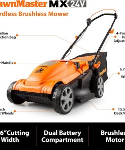 LawnMaster Lawn Mower, Brushless Cordless Lawn Mower 48V MAX 15-inch with 2X24V MAX 4.0Ah Battery and a Dual Charger-CLMF4815E - 5
