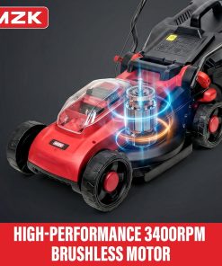 MZK 20V 13 Electric Lawn Mower, Brushless Cordless Lawn Mower with 4-Position Height Adjustment, Walk-Behind Push Mowers with 8 Gallon Grass Bag, 2 x 4.0Ah Batteries & Charger Included, LM13B8 - 3